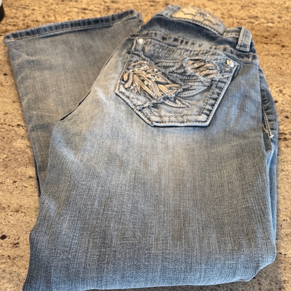 Miss Me Denim Boot Cut Jeans with Pocket Design